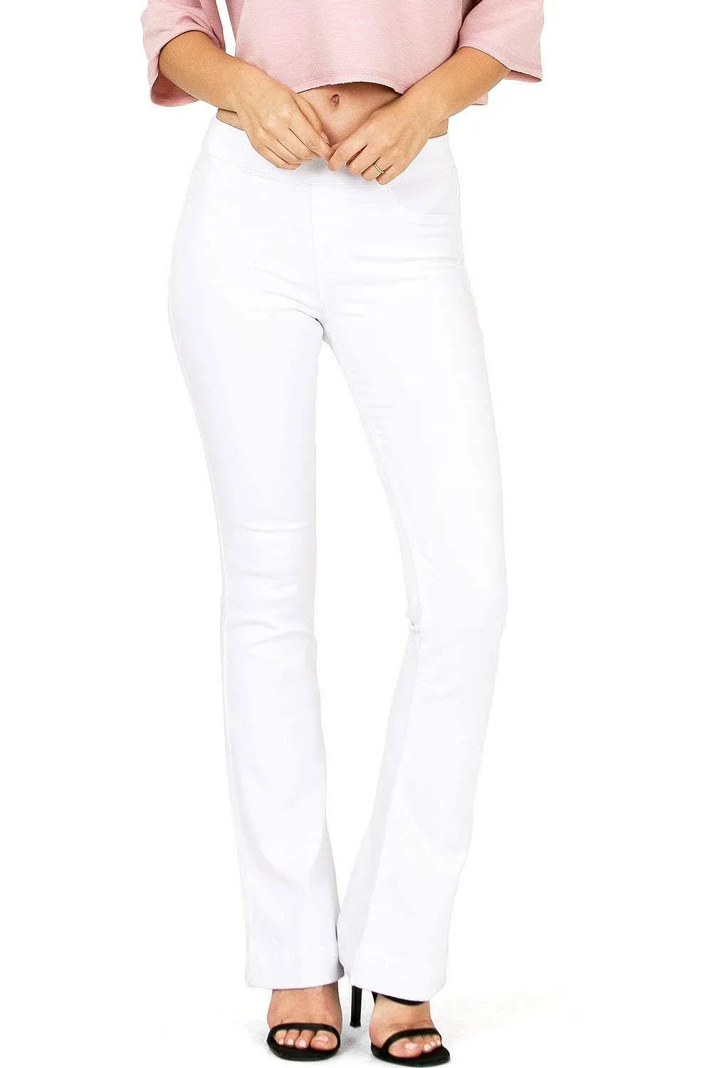 Cello Women's Juniors Mid Waist Skinny Fit Bootcut Pants (White, X-Large)