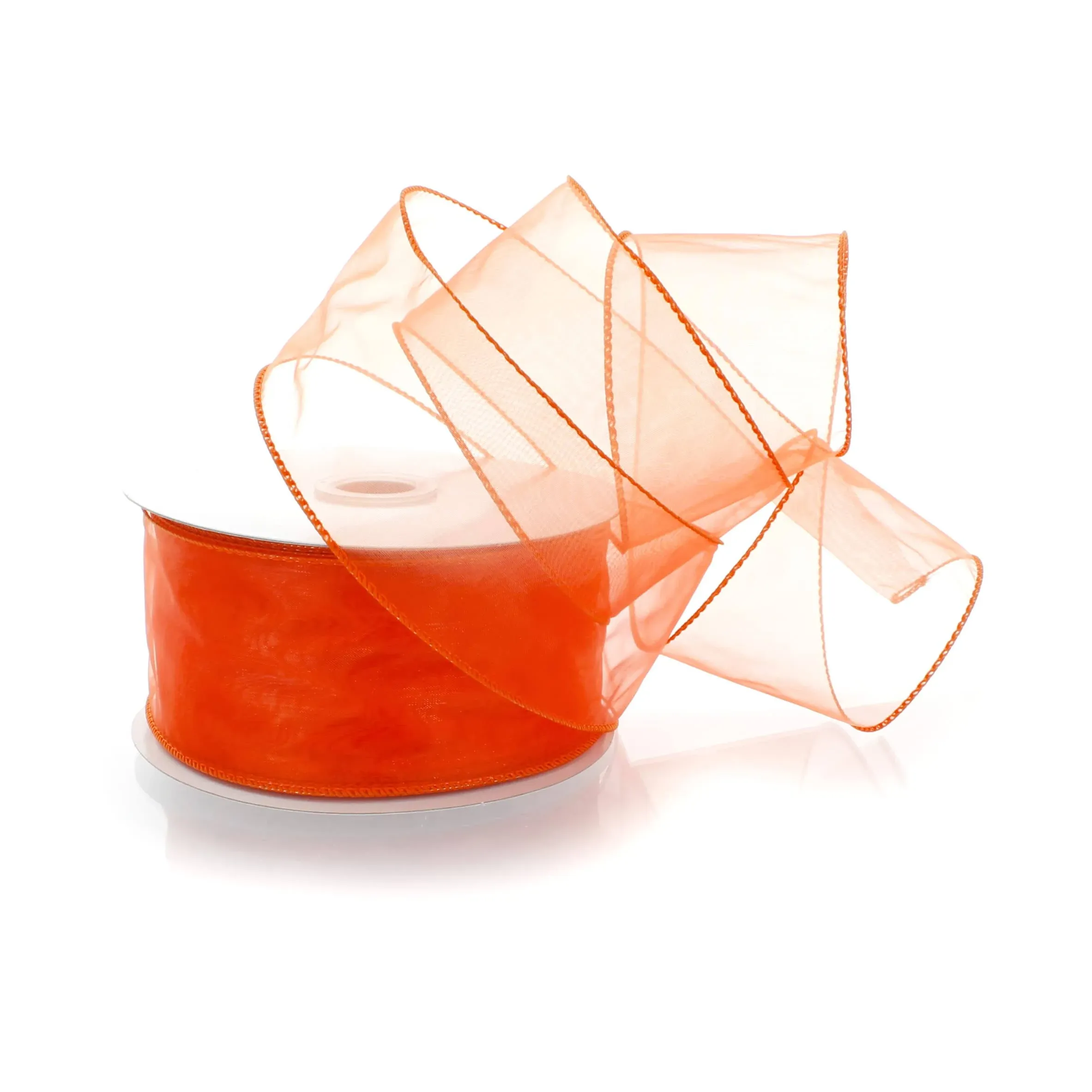 Ribbon Traditions 2.5" Wired Sheer Organza Ribbon Orange 50 Yards