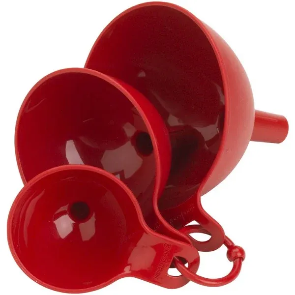 Goodcook Good Cook 3-Piece Plastic Funnel Set Kitchen Tool, Small, Red