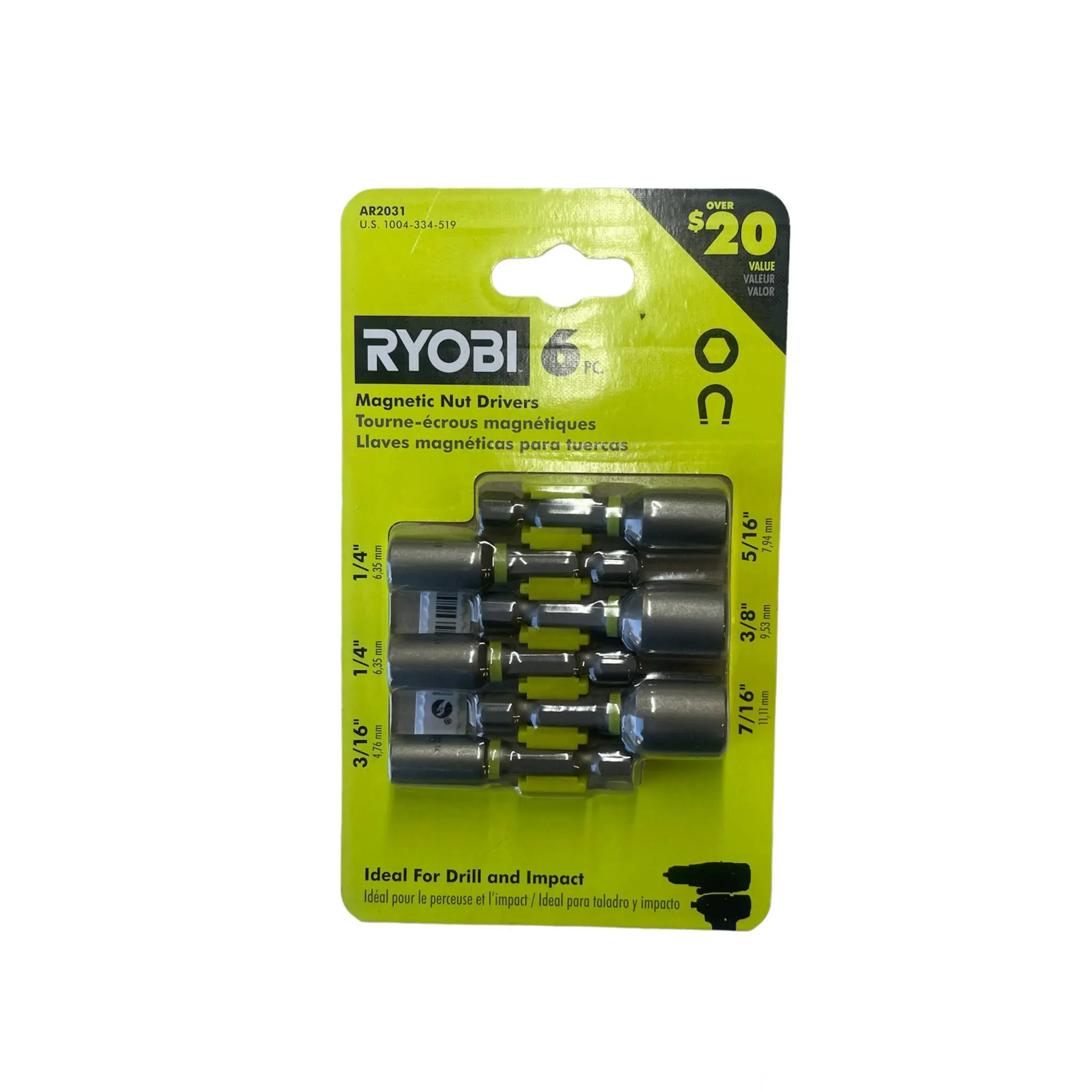 RYOBI AR2031 Impact Rated Magnetic Nut Driver Set (6-Piece)