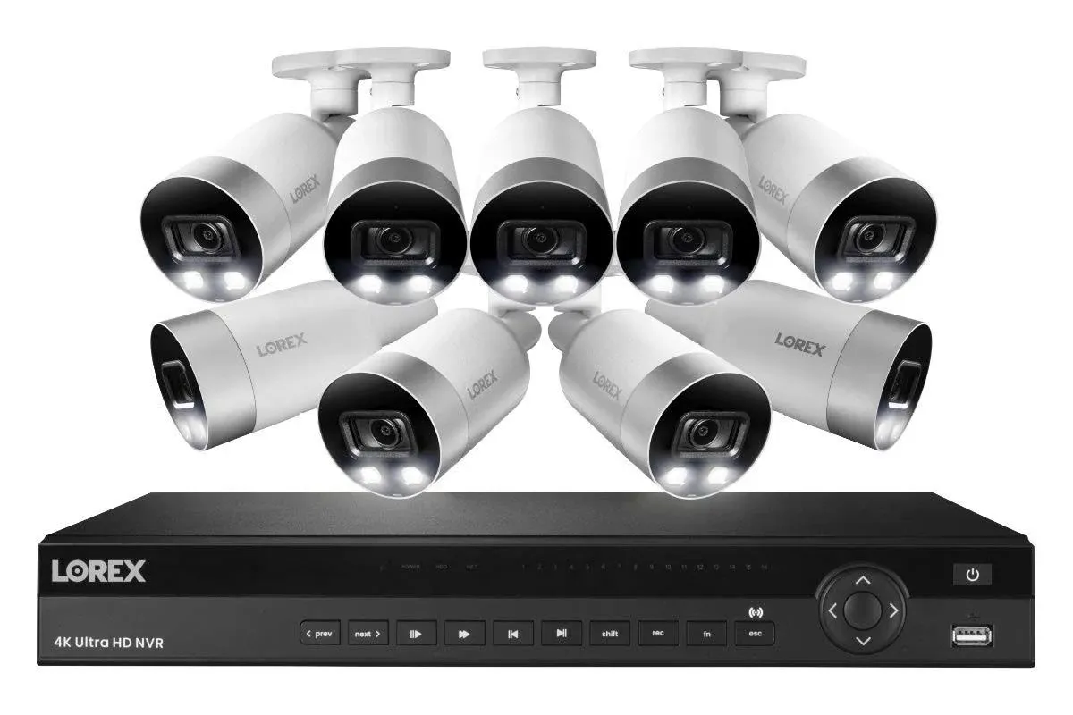 Lorex 4K Security Camera System,16-Chan<wbr/>nel 3TB NVR with 9  IP POE Bullet Cameras