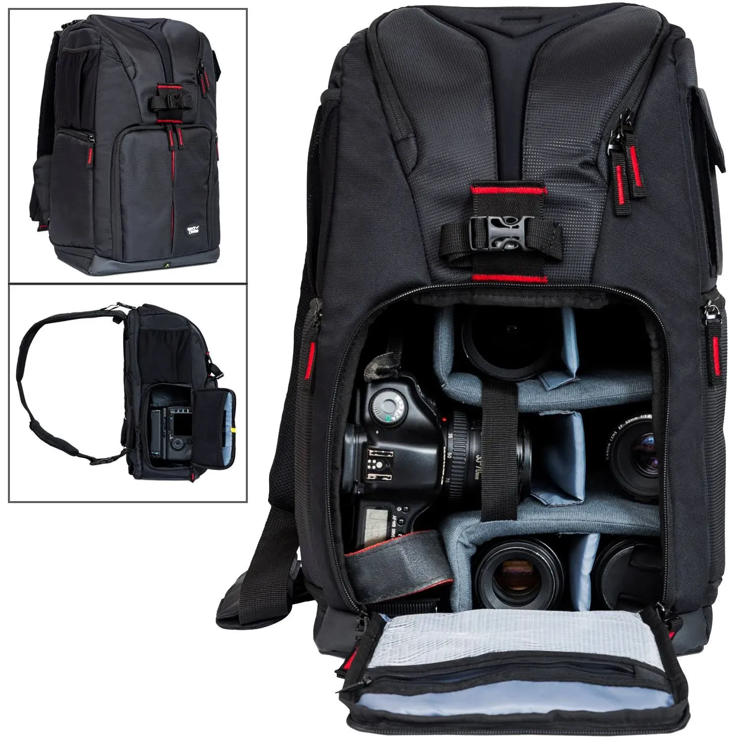 Deco Gear Photo Camera Sling Backpack for Cameras & Accessories Fits 15-inch Laptops