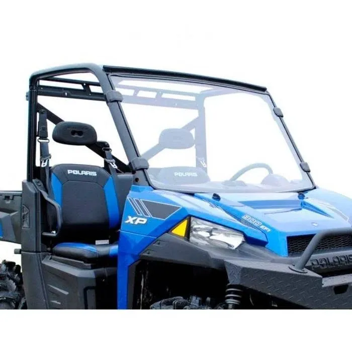 SuperATV Heavy Duty Non-Scratch Resistant Full Windshield for 2013-2019 Polaris Ranger XP 900 / XP 900 Crew | 1/4" Thick Polycarbonate 250X Stronger Than Glass | Preinstalled Bulb Seal | USA Made!