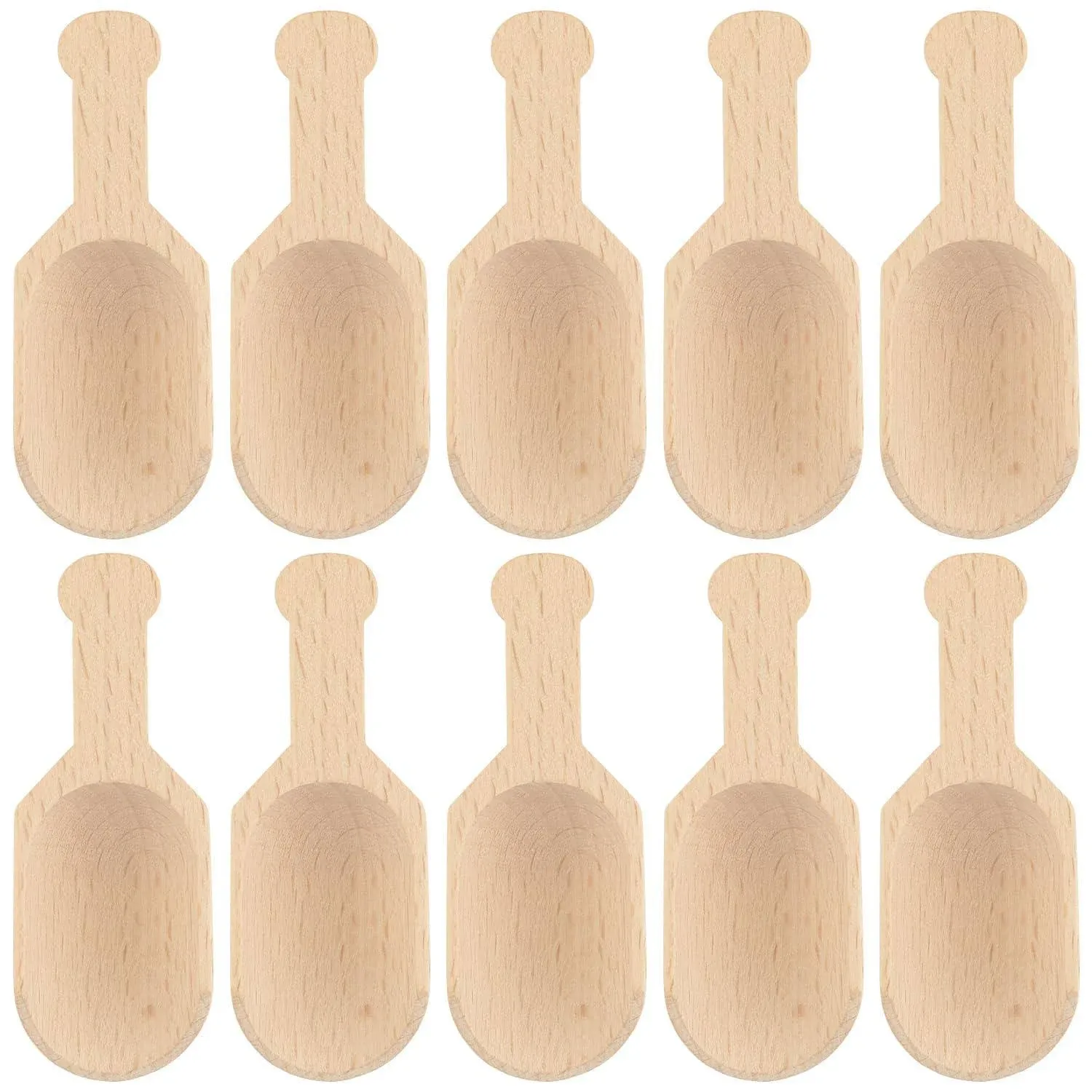 AUEAR, Mini Wooden Scoops Unpainted Wooden Kitchen Spoon for Candy Spices Parties Bath Salts Candy Essential (20 Pack, Half Handle)