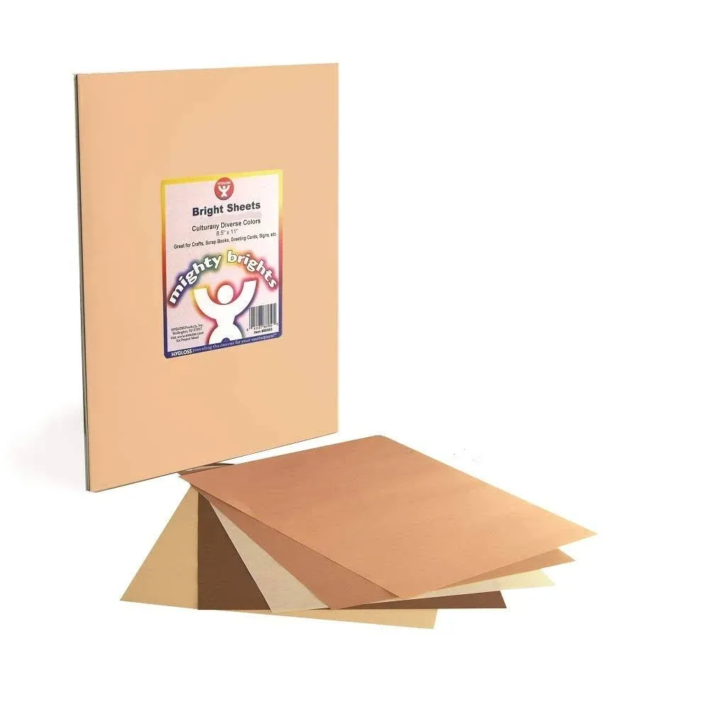 Hygloss Products People Paper - 8.5"x11" Card Stock, 100 Sheets, 5 Asst'd, Assorted Colors