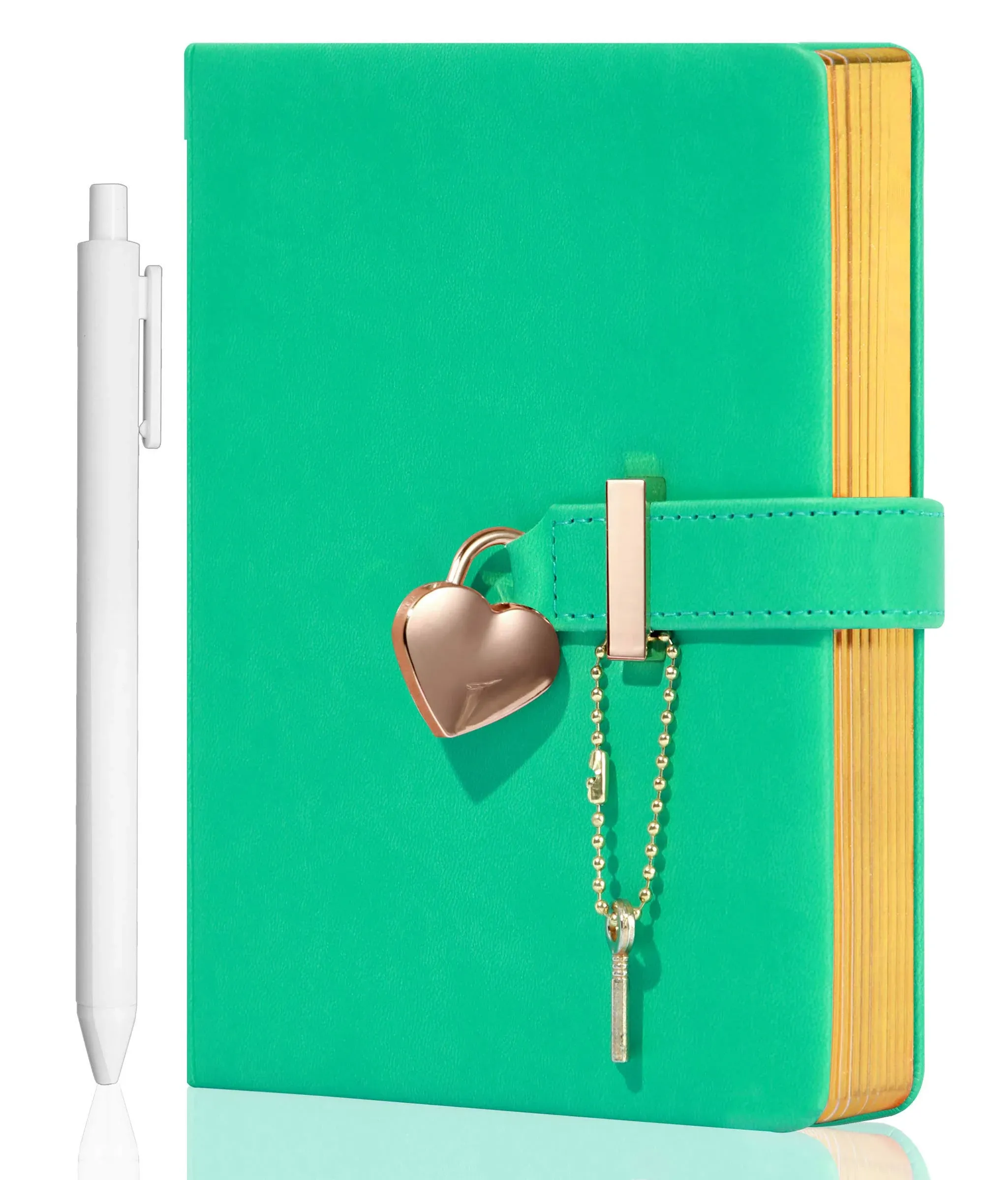 CAGIE Heart Shaped Lock Diary with Key for Girls PU Leather Cover Journal ...