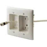 Bryant Electric RR1512W 2-Gang Recessed TV Connection Outlet Plate with 15 Amp 125V Tamper-Resistant Duplex Receptacle with One