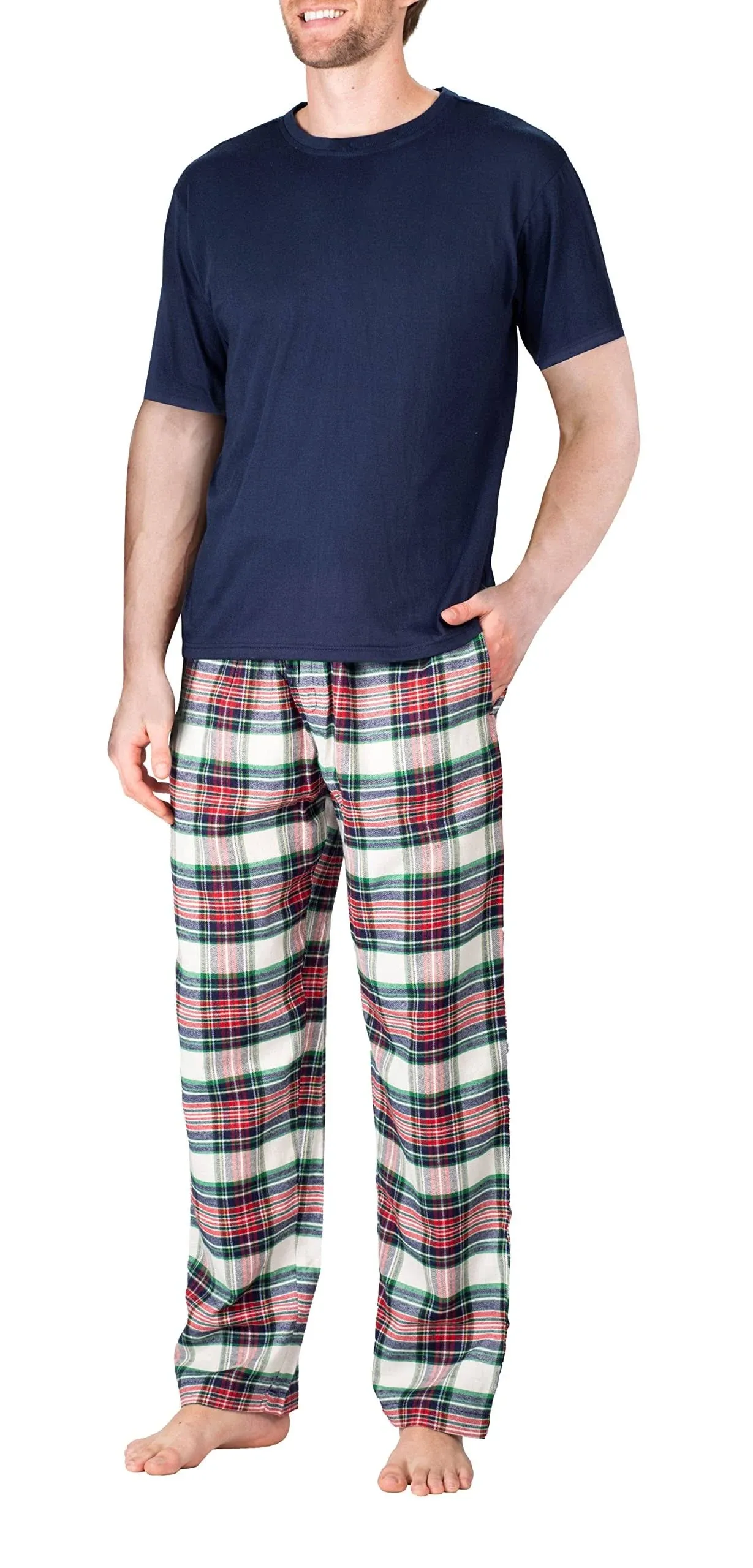 Men’s Pajama Set 2 Piece PJ with Crew Neck Tee and Pants