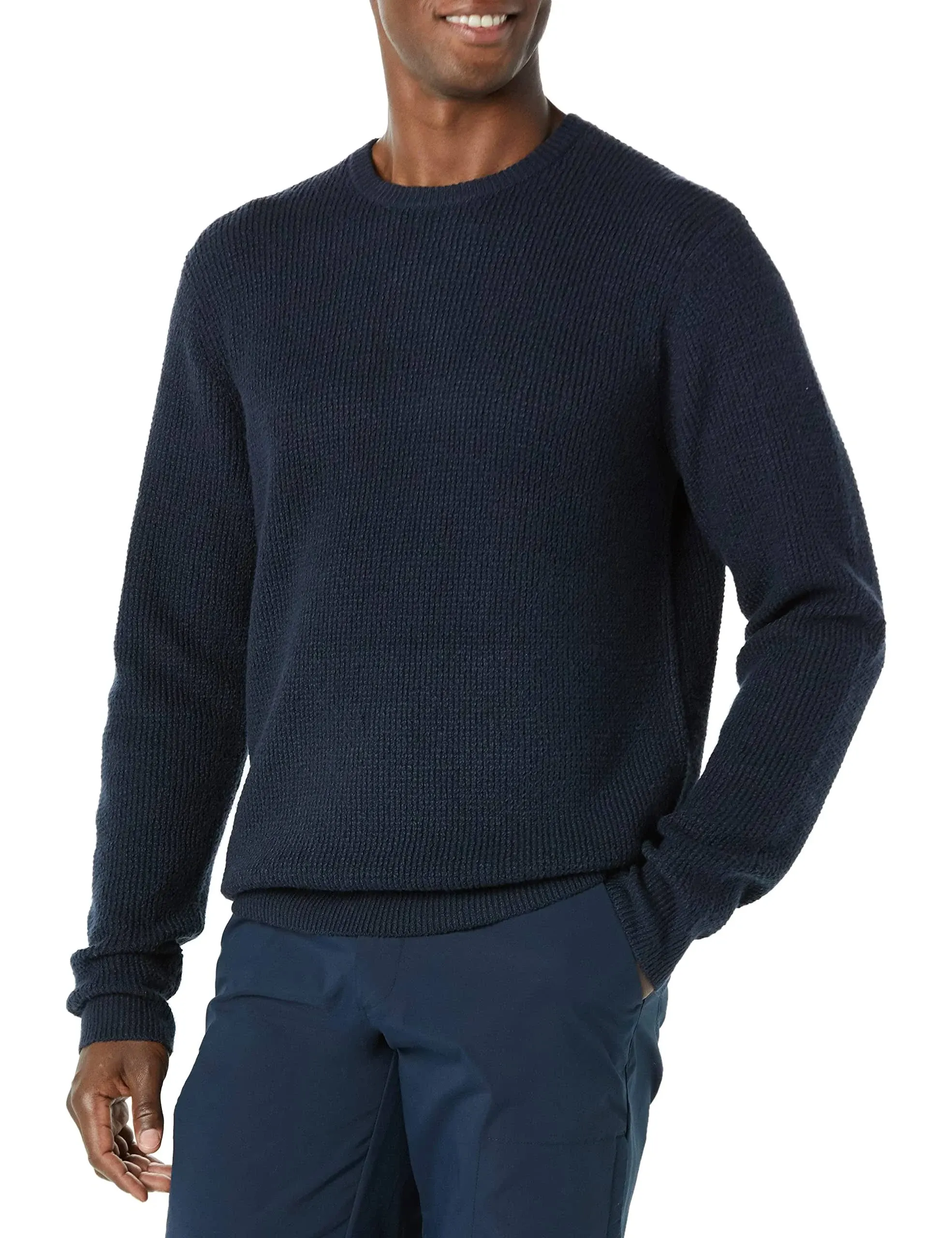 NWT Amazon Essentials Ribbed Navy Cotton Blend Crew Neck Sweater Men&#039;s Size XXL