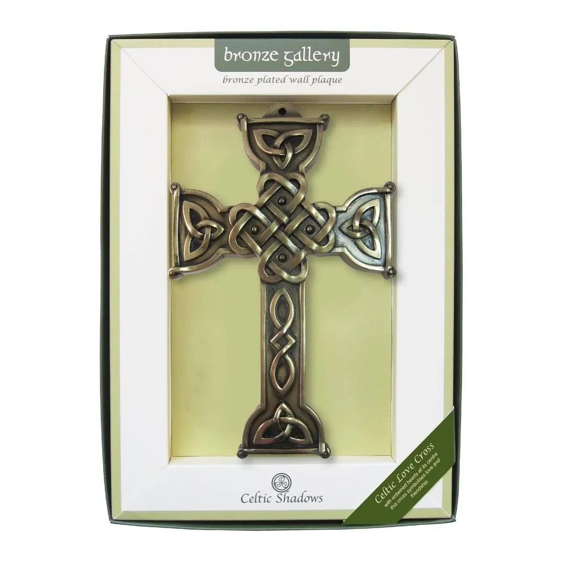 Royal Tara Bronze Plated Wall Plaque with Celtic Love Cross Design