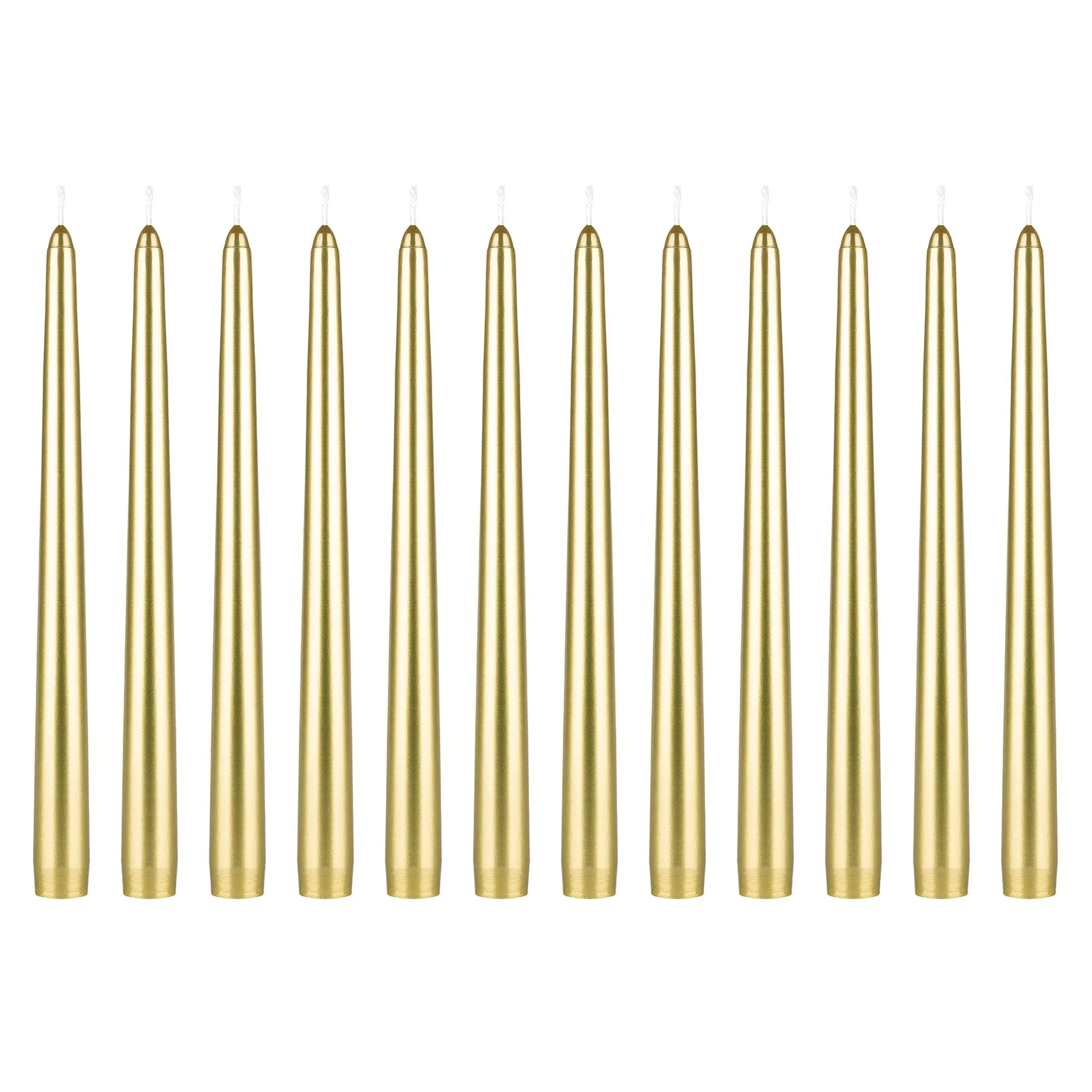 Mega Candles 12 pcs Unscented Gold Taper Candle, Hand Poured Wax Candles 10 Inch x 7/8 Inch, Home Décor, Wedding Receptions, Baby Showers, Birthdays, Celebrations, Party Favors & More