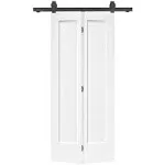 Calhome 30-in x 80-in Primed MDF Hollow Core Barn Door (Hardware Included) in White | 1100-2T+1P-30