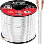 InstallLink 14 Gauge Speaker Wire (White) for Car, Home or RV Audio Cable, 100ft, CCA