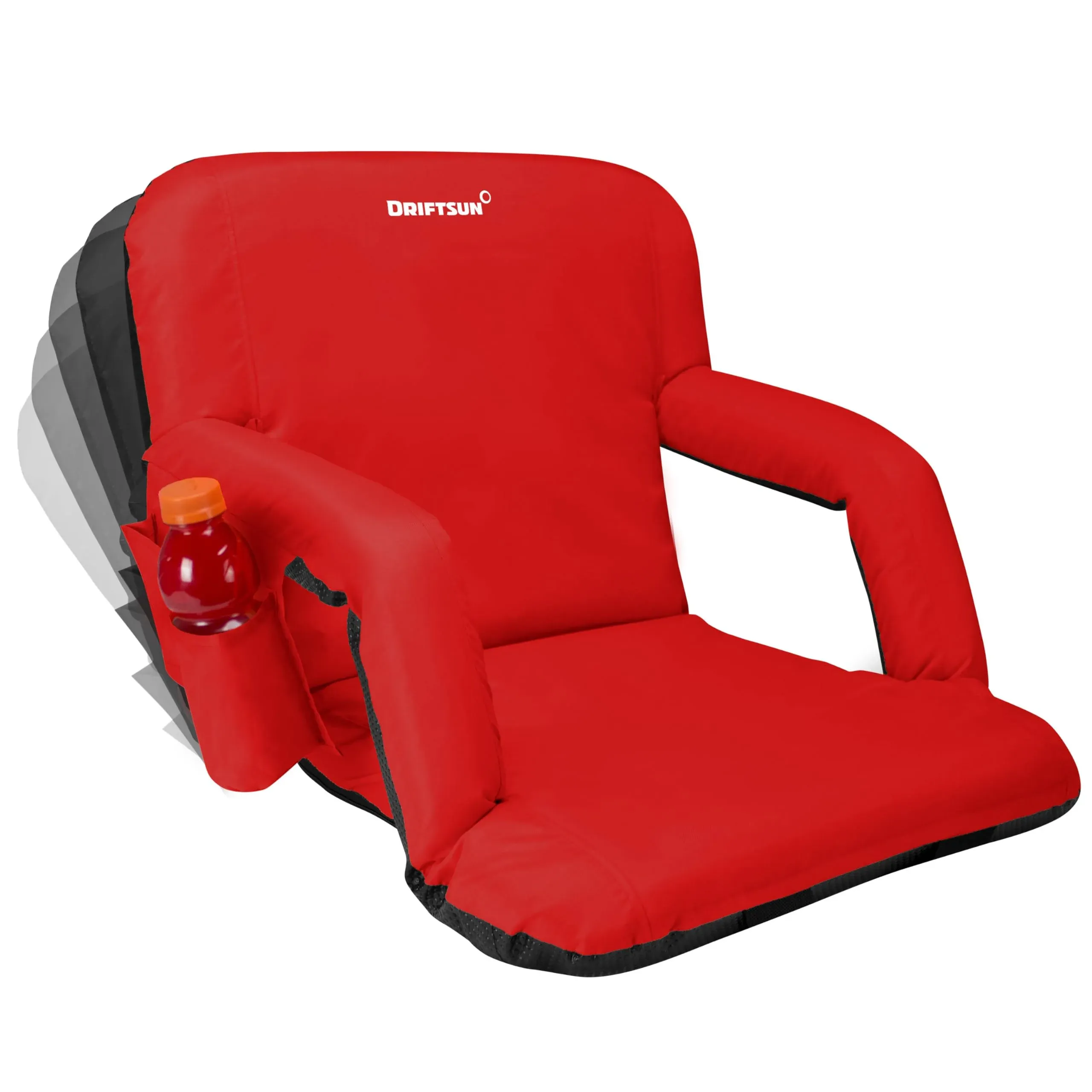 Driftsun Padded Folding Portable 6 Position Reclining Stadium Seat Chair, Red