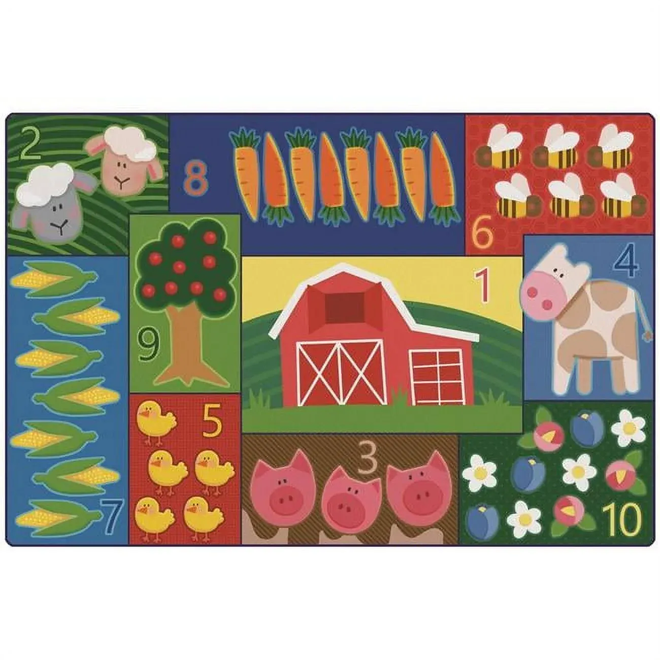 Carpets for Kids Toddler Farm Counting Rug, 4 x 6 Feet, Rectangle