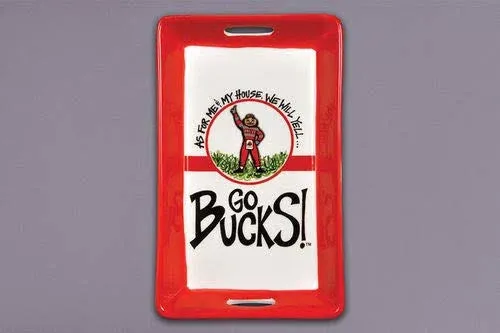 CERAMIC OHIO STATE GO BUCKS HANDLED MINI TRAY