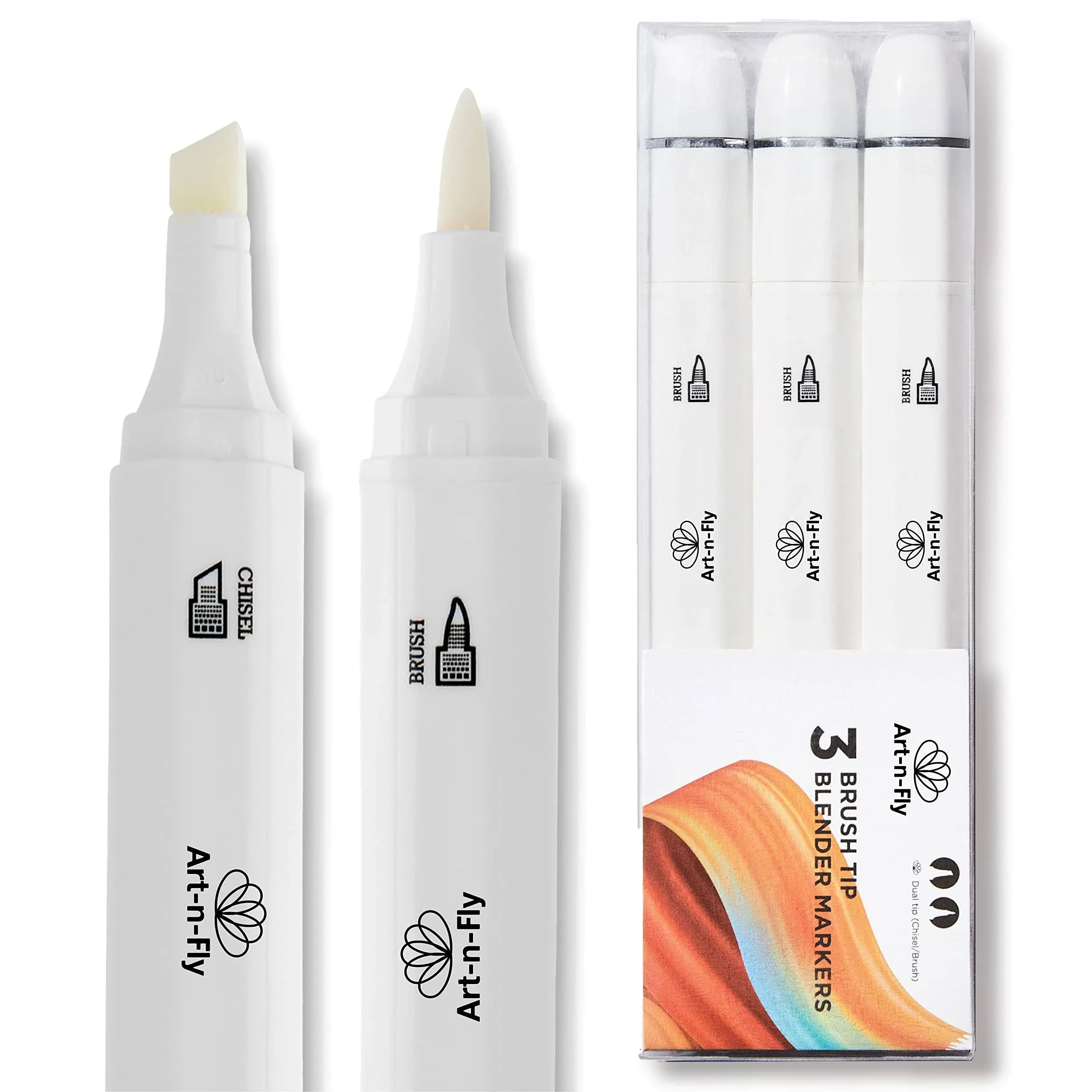 Art-n-Fly Alcohol Colorless Blender Marker (Pack of 3) Dual Tip Alcohol Markers Set Colorless Marker Blender with Japanese Ink Refillable Art Marker for Artists with Replaceable Brush Tips