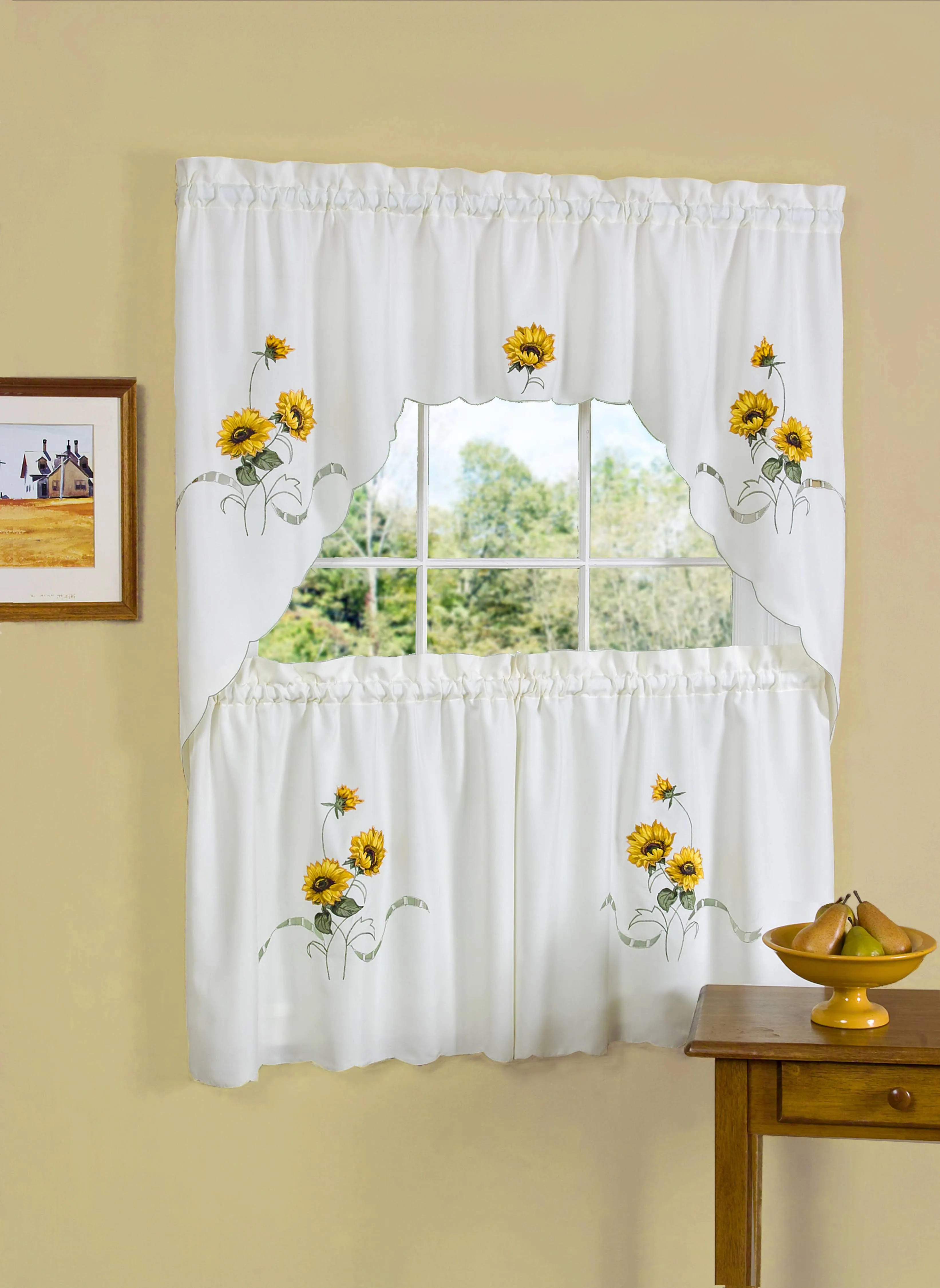 Achim Sunshine Embellished Tier Curtain and Swag Set