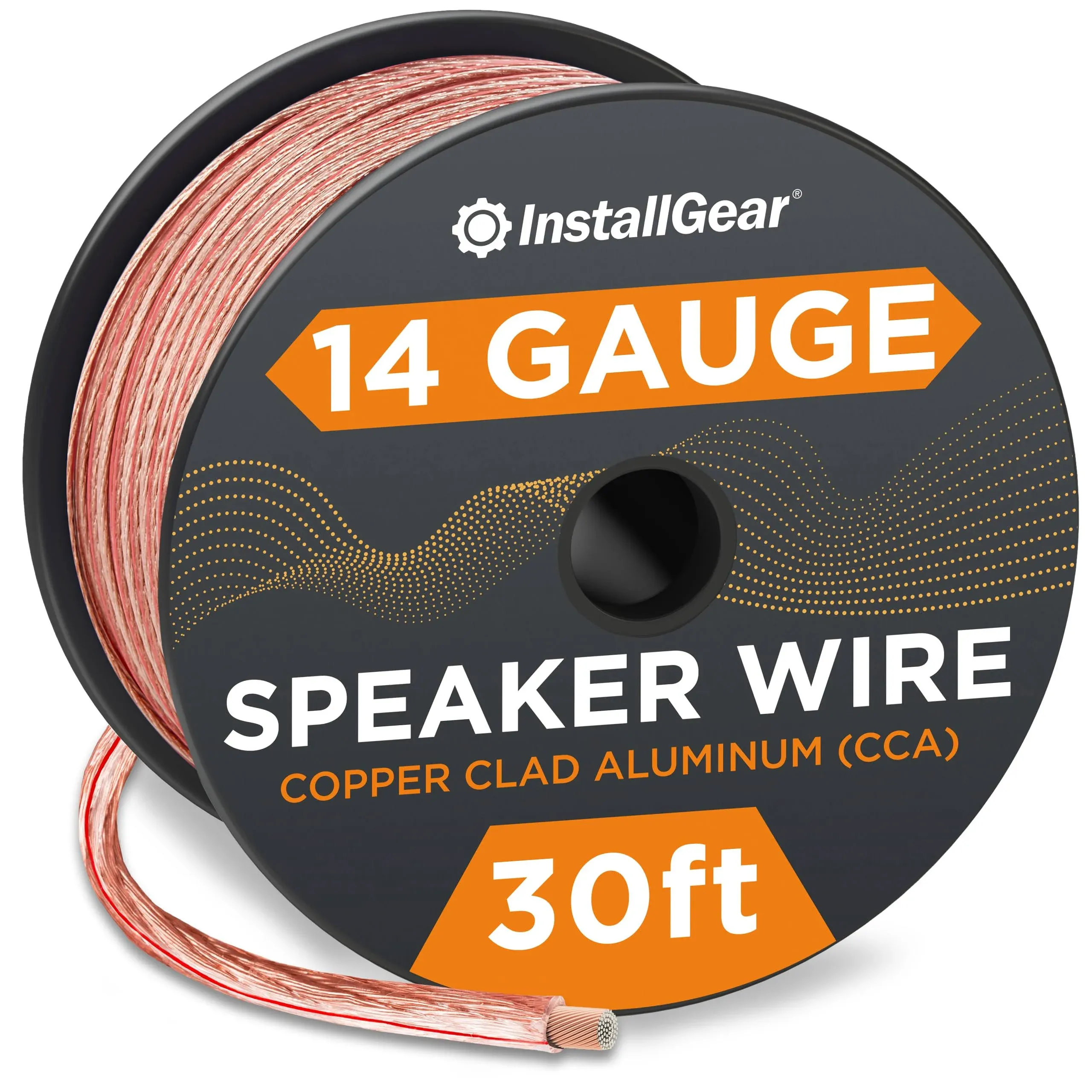 InstallGear 14 Gauge Wire AWG Speaker Wire (30ft - Clear) - Speaker Cable for Car Speakers Stereos, Home Theater Speakers, Surround Sound, Radio, Automotive Wire, Outdoor - Speaker Wire 14 Gauge