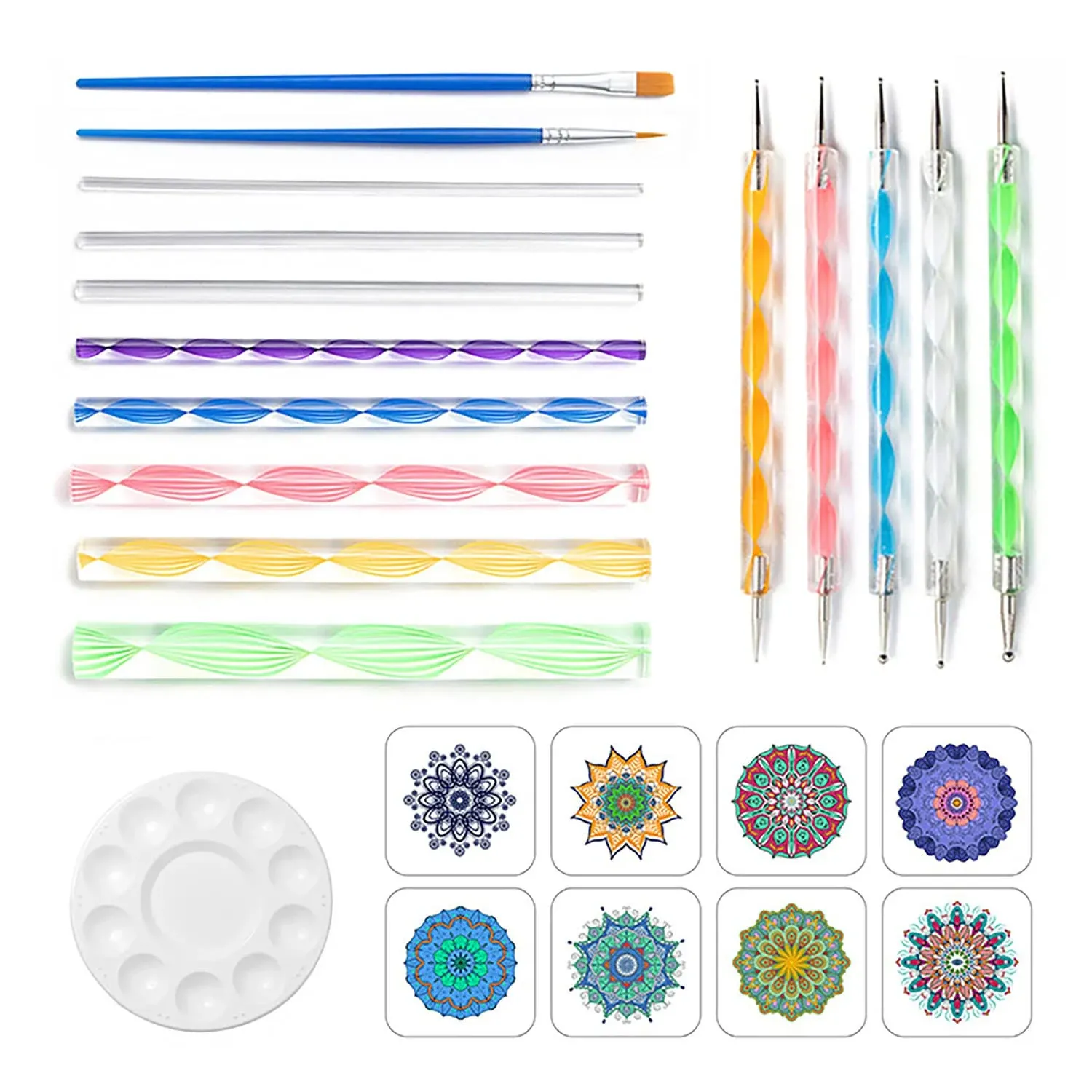 Chironal 24pcs Painting Rocks Coloring Drawing DIY Tools Creative Mandala Dotting ...