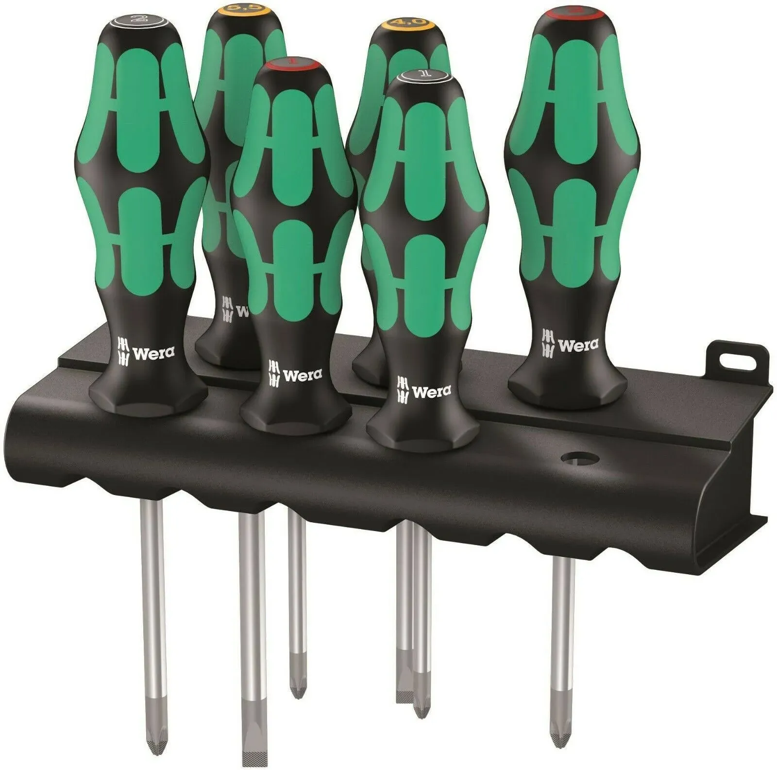 Wera 335/350/355/6 Screwdriver set Kraftform Plus Lasertip and rack, 6 pieces