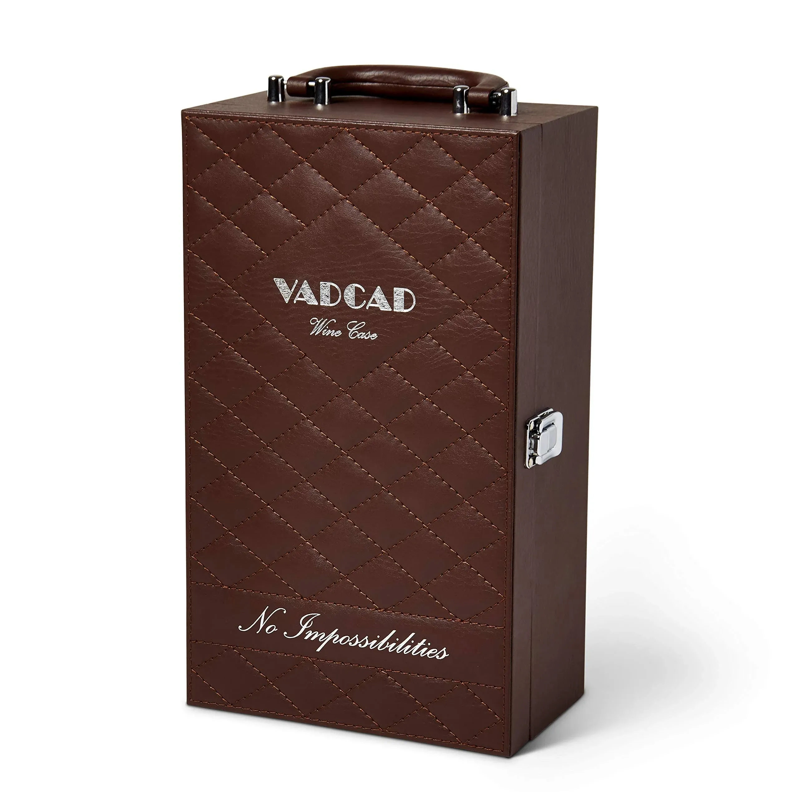 VADCAD Brown 2 Bottle Wine Carrier Case with 4 Piece Wine Accessory Set