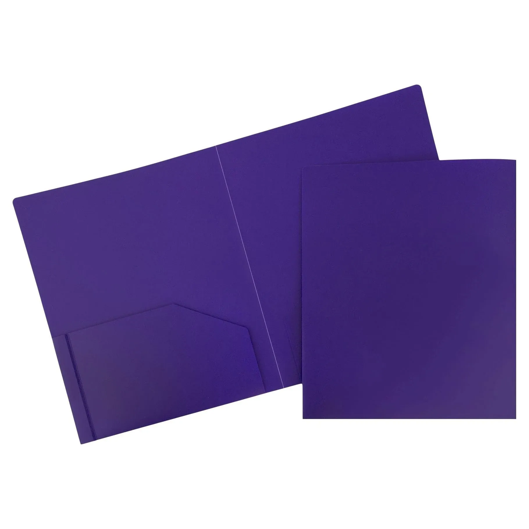 JAM Heavy Duty Plastic Two Pocket Presentation Folders  Purple  6 pack