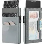 VULKIT Minimalist Wallet with ID Window & EDC Pocket Pop Up Card Holder RFID Blocking Slim Wallet Design for Airtag Cash Coins & Credit Cards