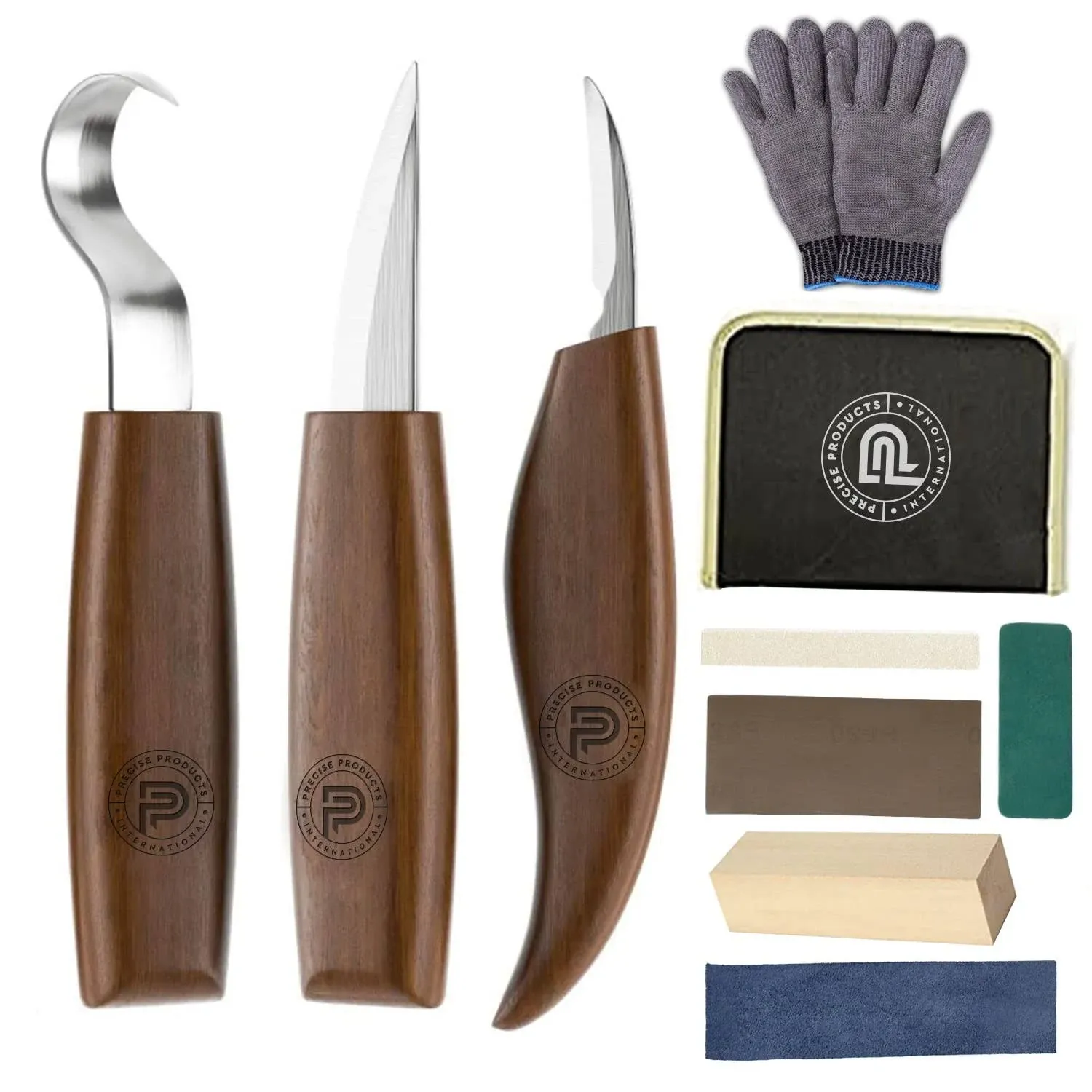 PPI Wood Carving Tools 10 in 1 Wood Carving Kit Whittling Kit - Includes Whittling Knife, Detail &amp; Hook Knife, Cut Resistant Gloves &amp; Carving Knife