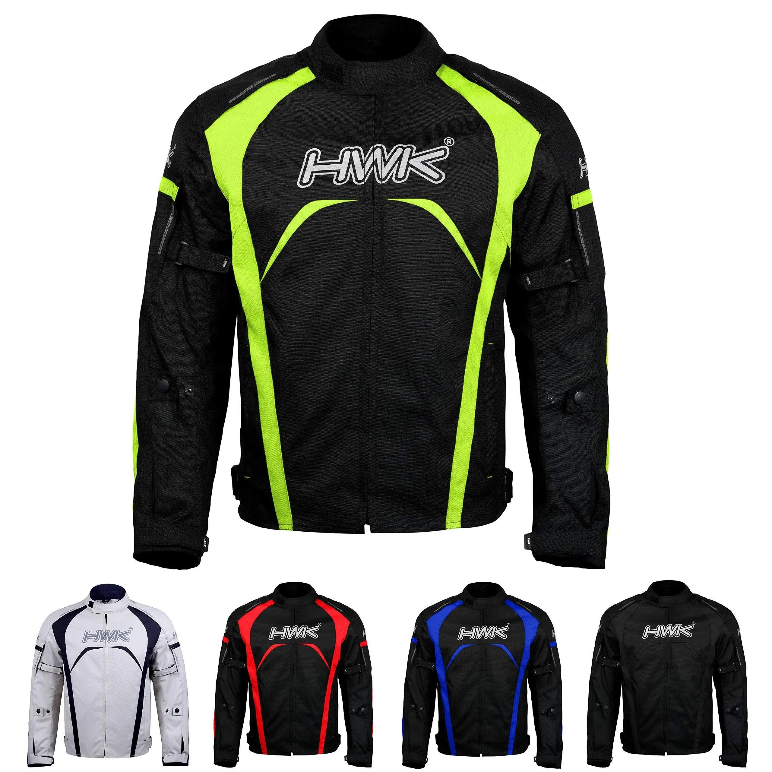 HWK Motorcycle Jacket Mens Riding Textile Racing Motorbike Hi-Vis Biker CE ...