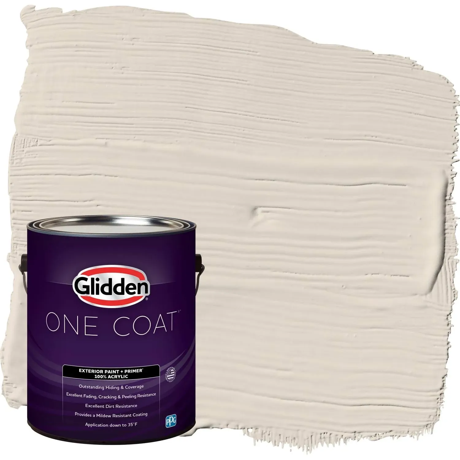 Glidden Exterior Paint + Primer: White/Casual Elegance, One Coat, Satin, 1 Gallon