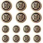 14 Pieces Black Gold Metal Blazer Button Set 15mm 20mm for Blazers, Suits, Sport Coats, Uniform, Jackets (MBM22)