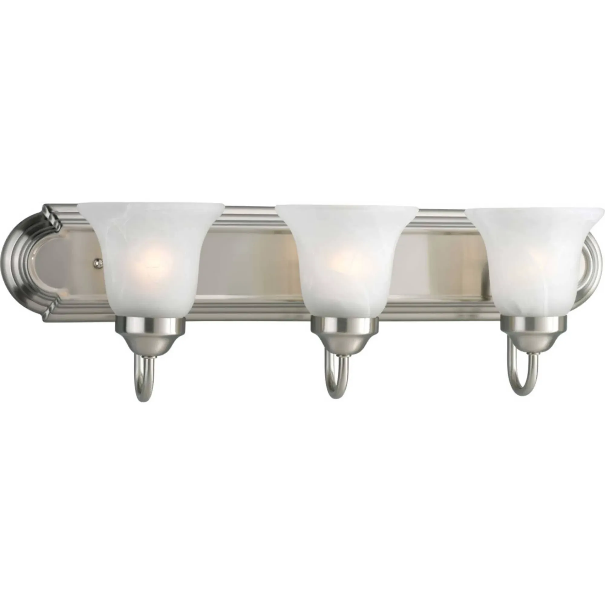 Progress Lighting Alabaster Glass Bath & Vanity Brushed Nickel 3 Light P3053-09