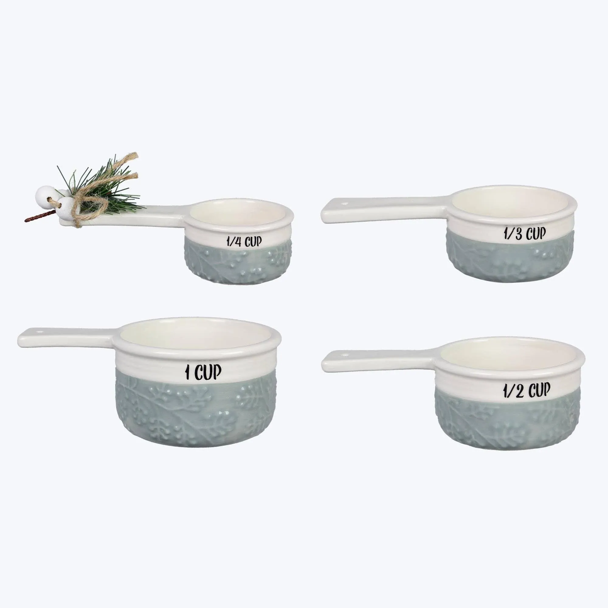 Youngs 92566 Ceramic White Winter Measuring Cups Set - 4 Piece