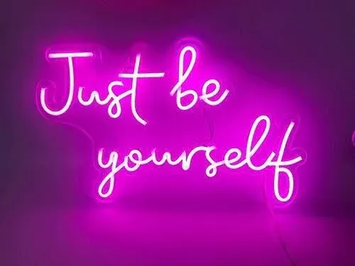 Just Be Yourself Neon Signs for Wall Decor, Powered by USB Neon Light, Pink, 15.75"x9.8"x0.6"