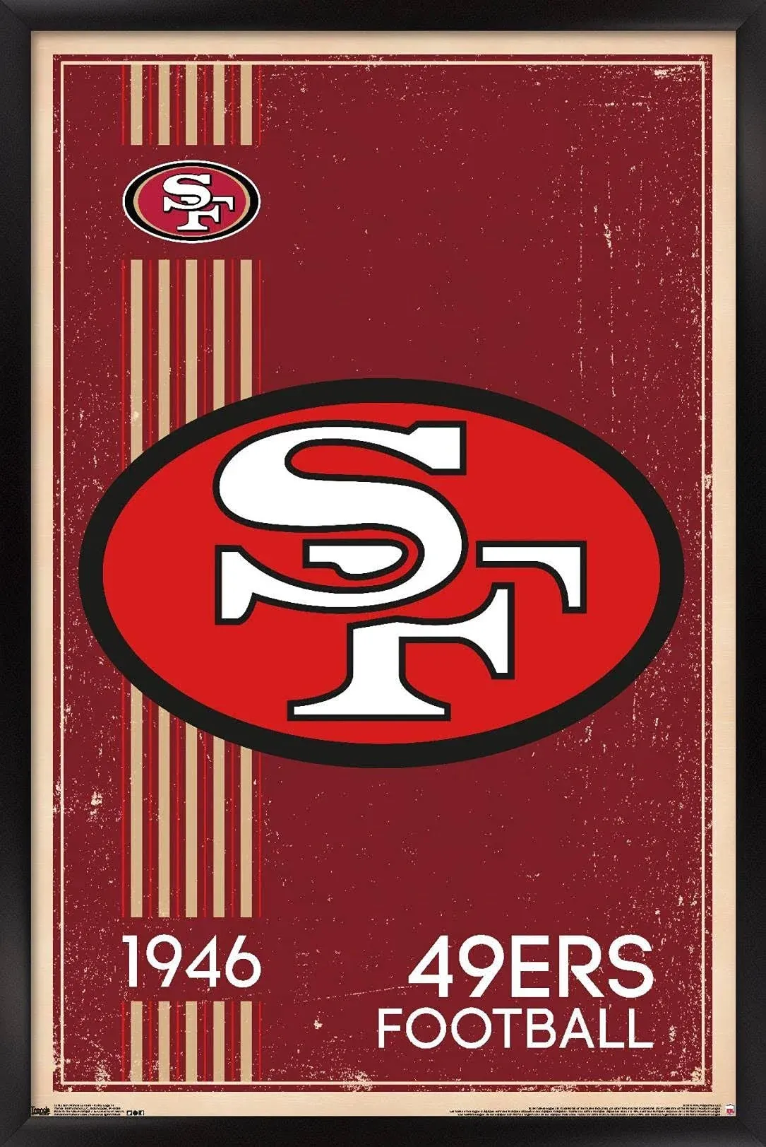 Trends International NFL San Francisco 49ers - Retro Logo 14 Wall Poster, 22.375" x 34", Black Framed Version