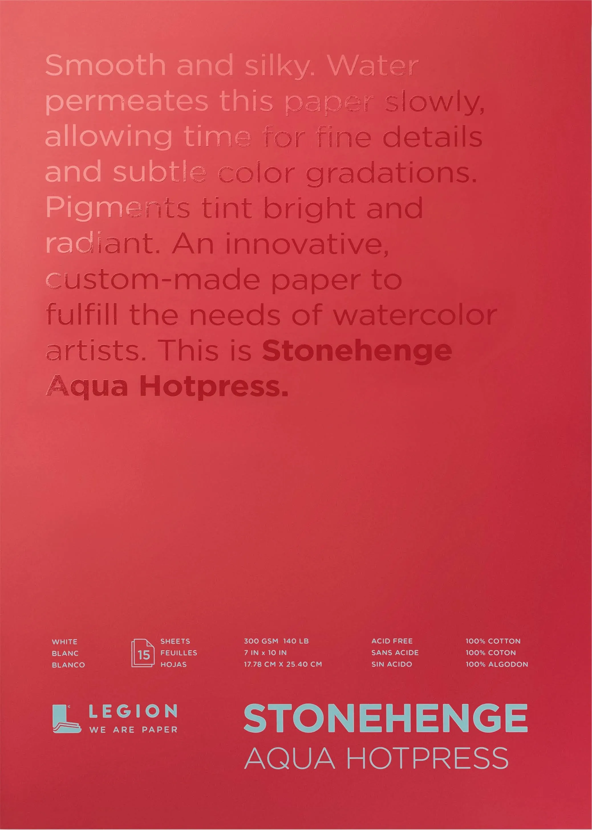 Stonehenge Aqua Watercolor Block , 7 x 10 Inches, 140 Pound, Hot Press, White, 15 ...