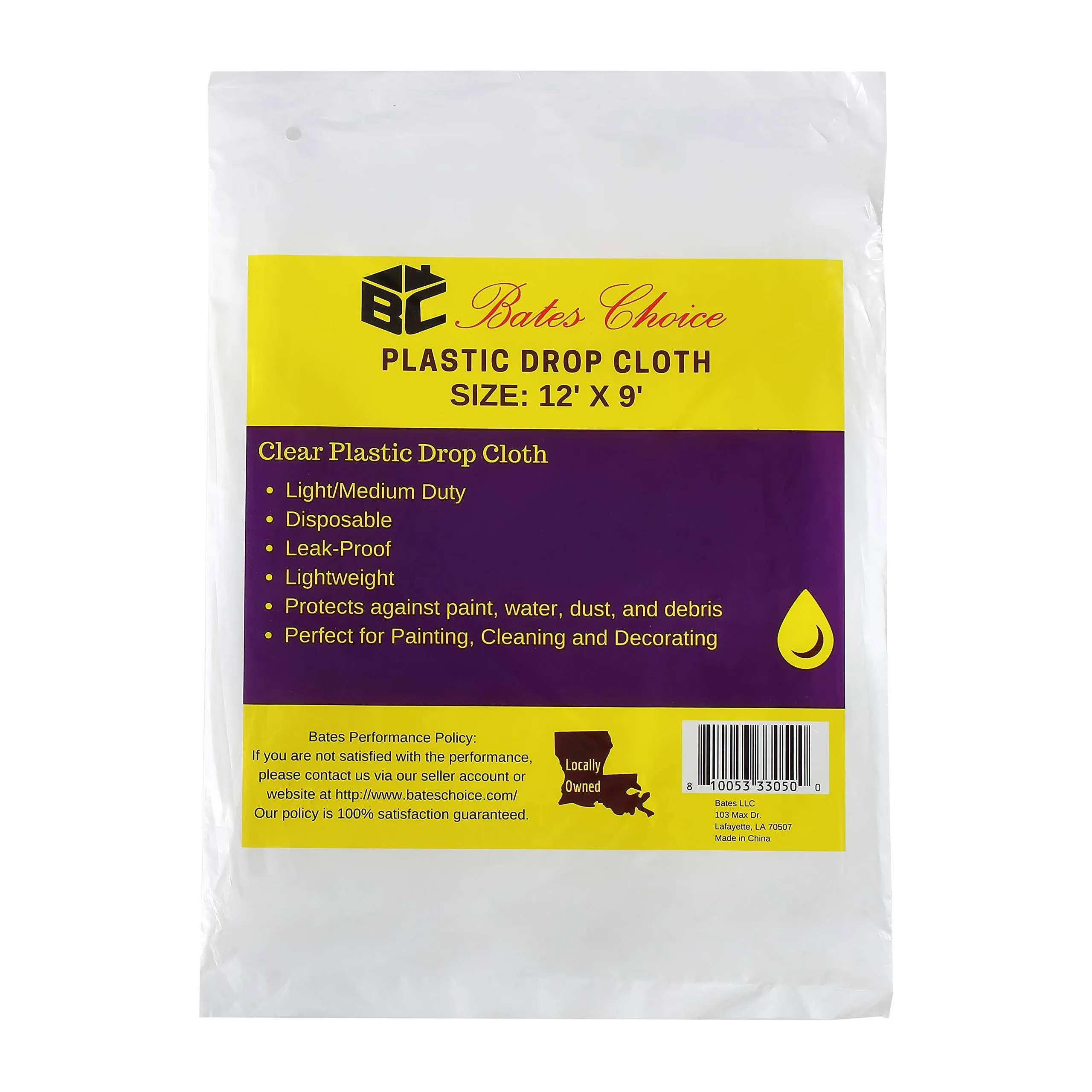 Bates- Plastic Drop Cloth, Drop Cloth 9x12, Plastic Cover, Clear Plastic Tarp, Plastic Tarp for Painting, Plastic Sheeting for Painting, Plastic Drop Cloths for Painting, Paint Plastic Drop Cloth