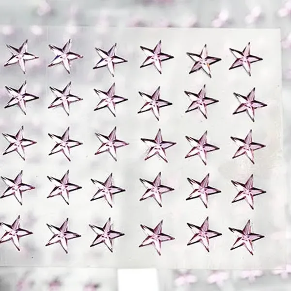 KraftGenius Allstarco 8mm Pink LQ03 Star Self Adhesive Acrylic Rhinestones Plast