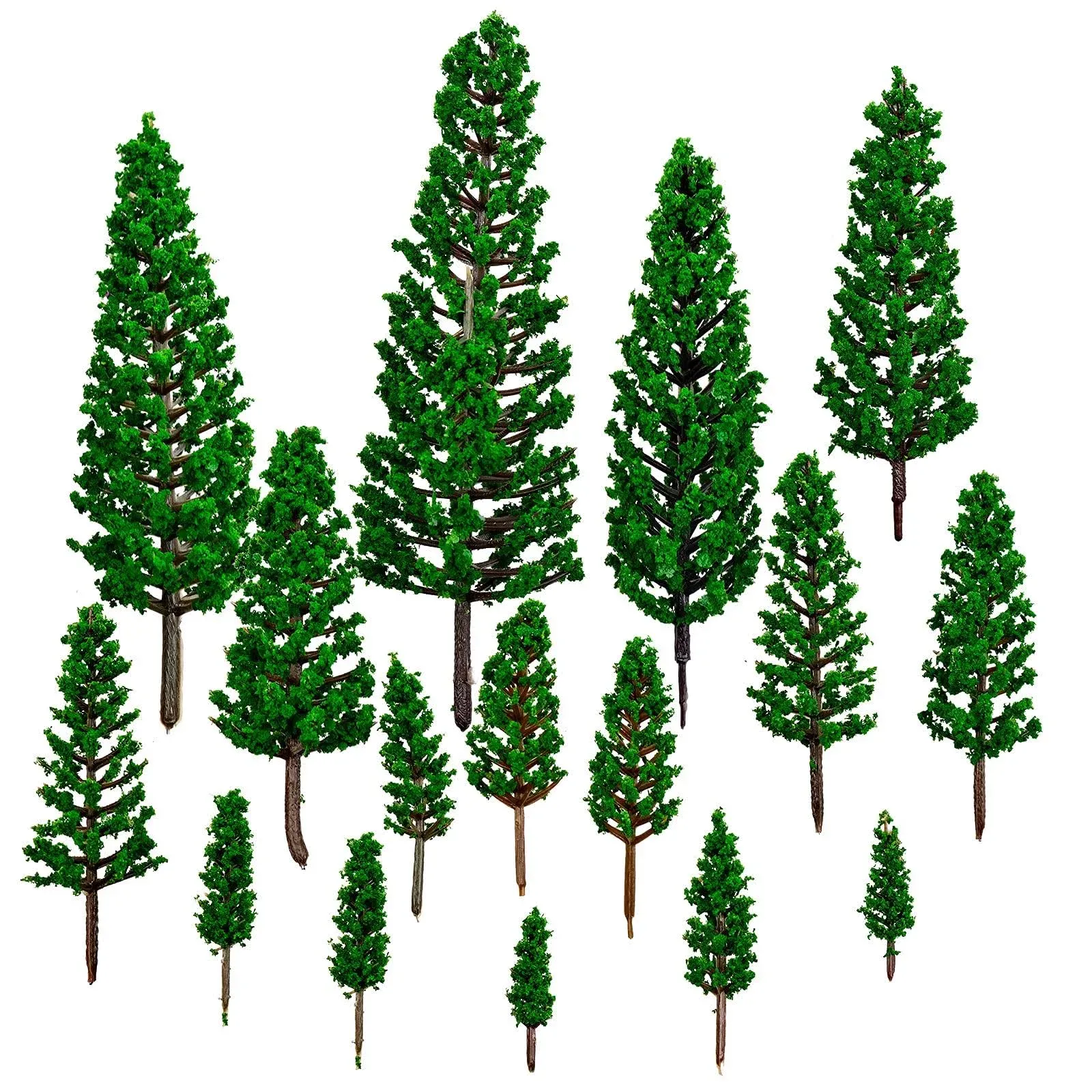 16pcs Model Pine Trees, Railroad Green Scenery Cedar Tree, Mixed Size Mini 