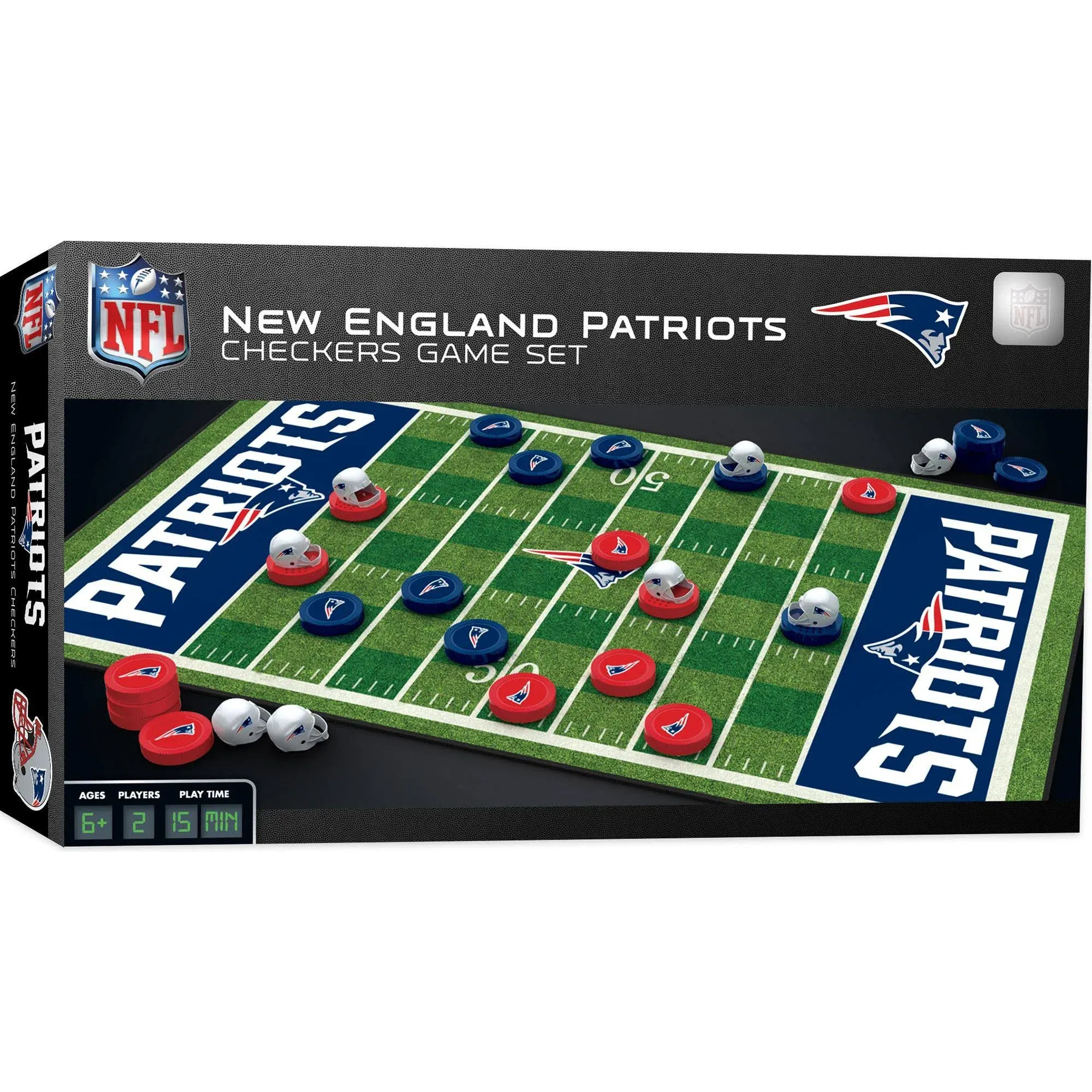 Masterpieces Officially licensed NFL New England Patriots Checkers Board Game for Families and Kids ages 6 and Up, 13" x 21"