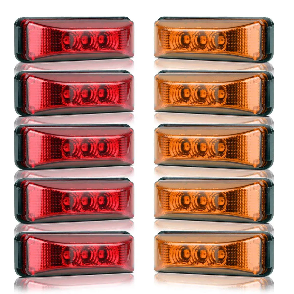 Partsam 10Pcs 3.9 inch 3LED Side Marker Clearance Lights with Reflectors for Rv Truck Trailer Camper Ute Utv