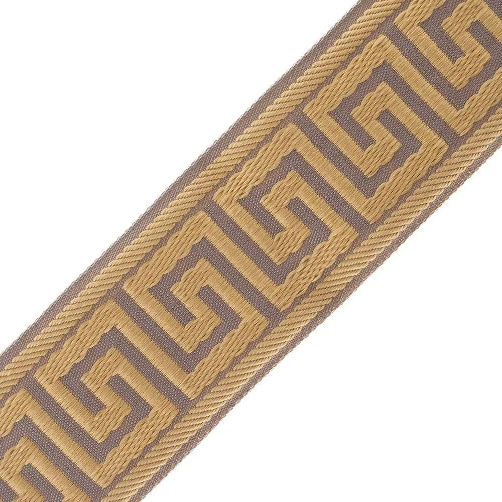 1 3/8" (33mm) Greek Key Jacquard - Grey/Gold