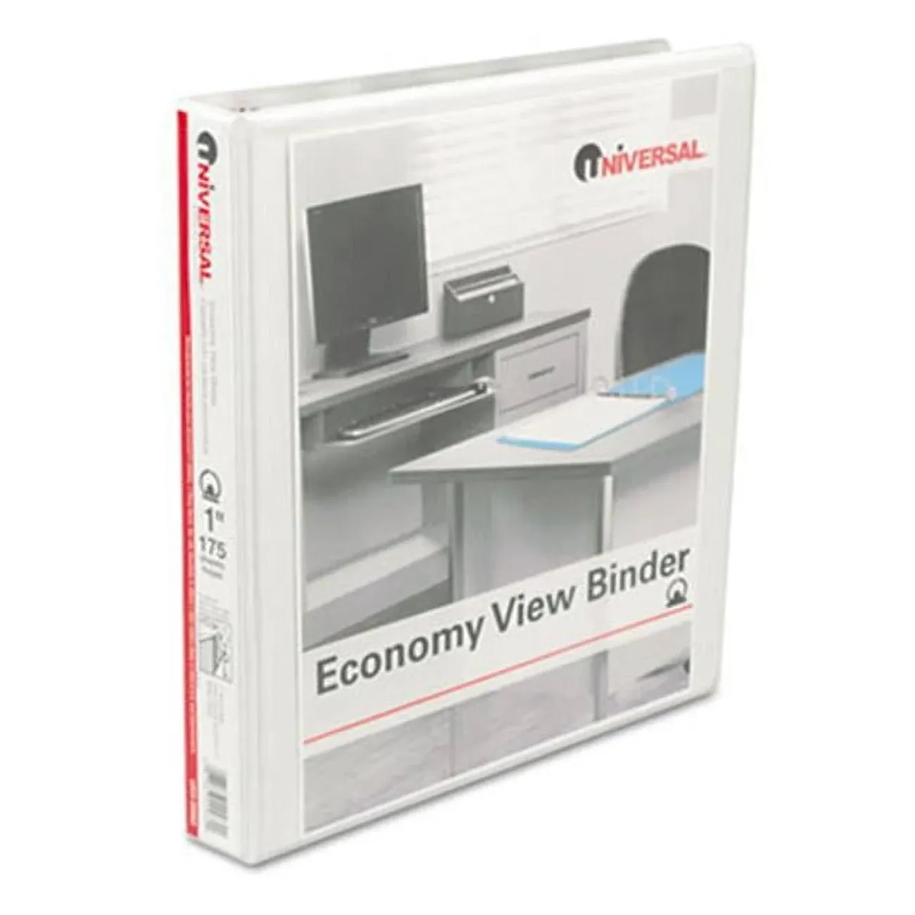 Universal Economy Round Ring View Binder, 1&#034; Capacity, White, 12 each  UNV20962