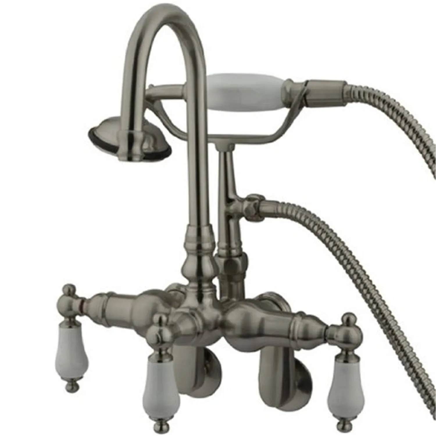 Kingston Brass CC305T2 Vintage Adjustable Center Wall Mount Tub Faucet, Polished Brass