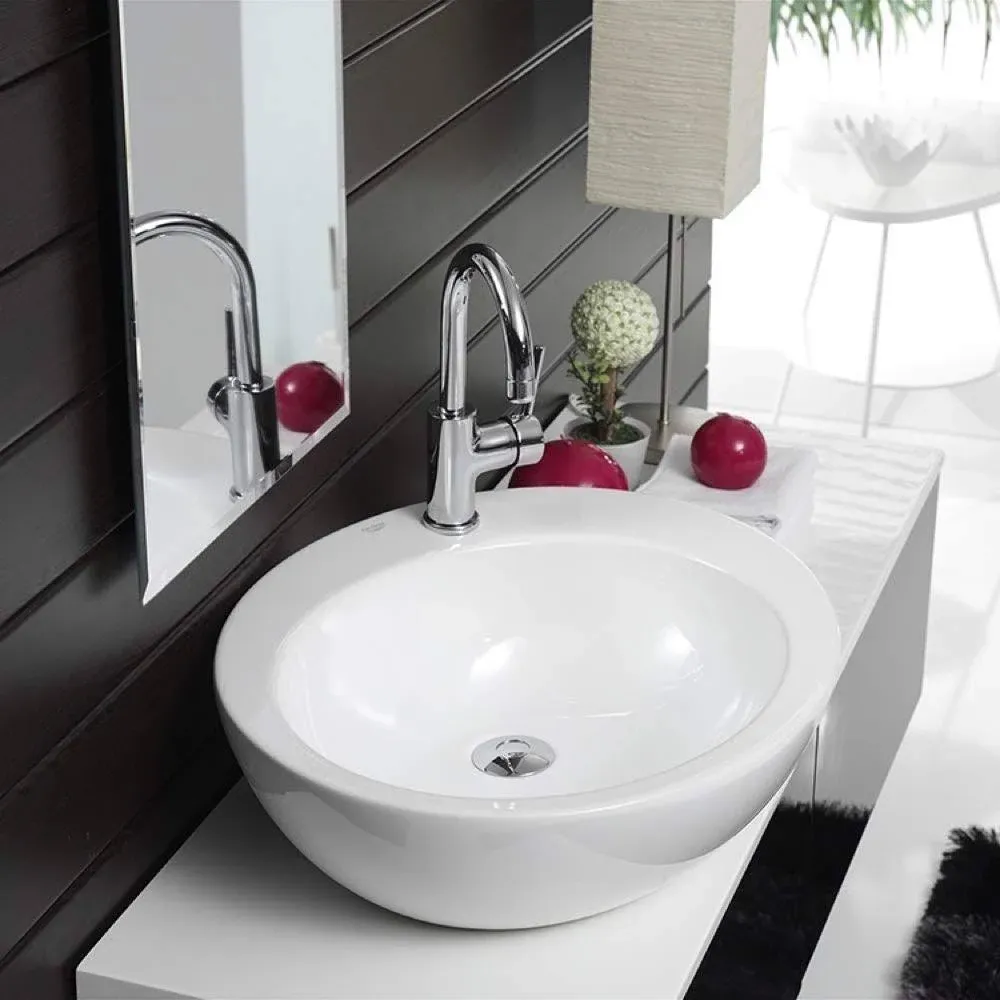 CeraStyle 073500-U-One Hole Peri Round Ceramic Vessel Sink, White