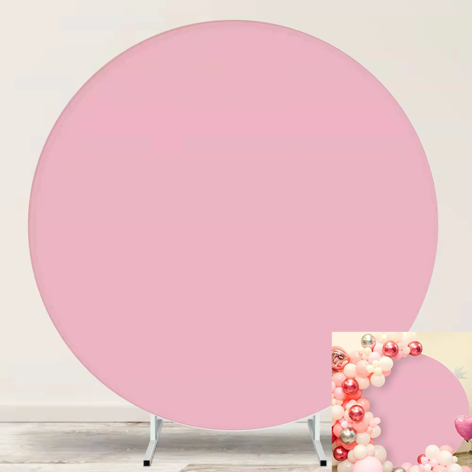 Shrimp Pink Backdrop Pink Round Backdrop Cover 7.2FT Circle Photography Backg...