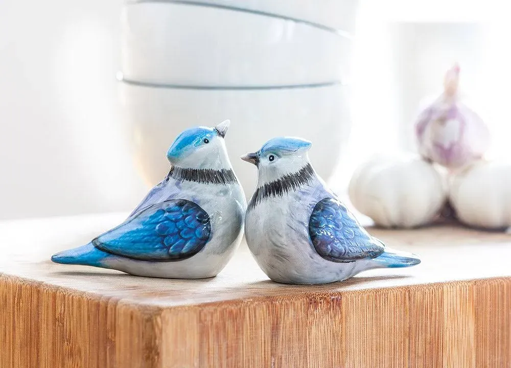 Abbott Collection Blue Jay Birds Salt and Pepper Shakers Ceramic