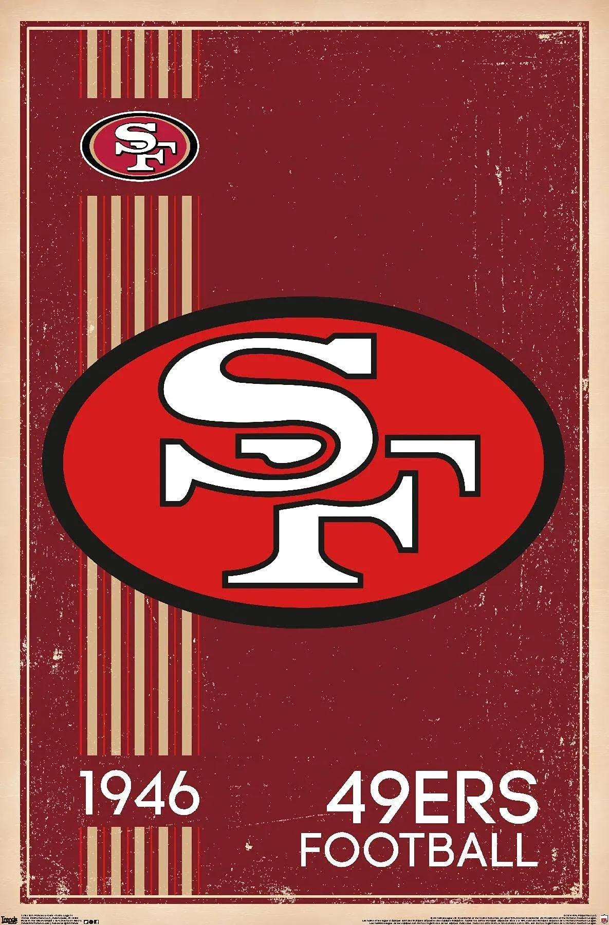 Trends International NFL San Francisco 49ers - Retro Logo 14 Wall Poster, 22.375" x 34", Premium Unframed Version