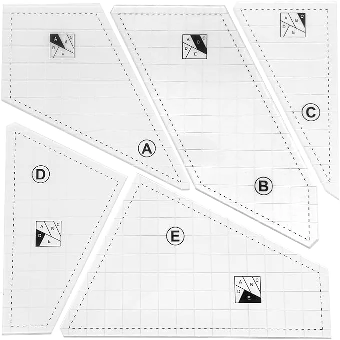 Quilting Rulers and Templates, 5Pcs Creative Quilting Cutting Template Quilt Templates Acrylic for Cutting Patterns, Quilt Ruler Set Quilting Supplies for Sewing Machine Cutting Mats, Arts and Crafts